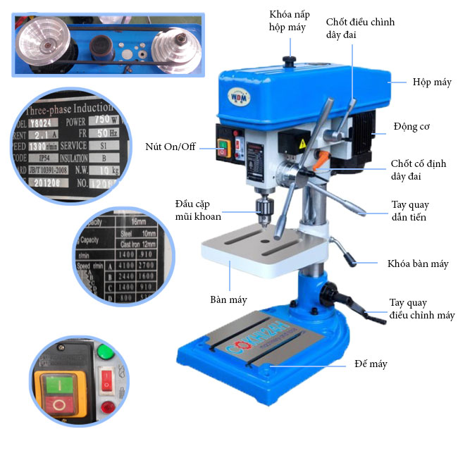 chi tiết máy khoan bàn WDDM ZS4116D