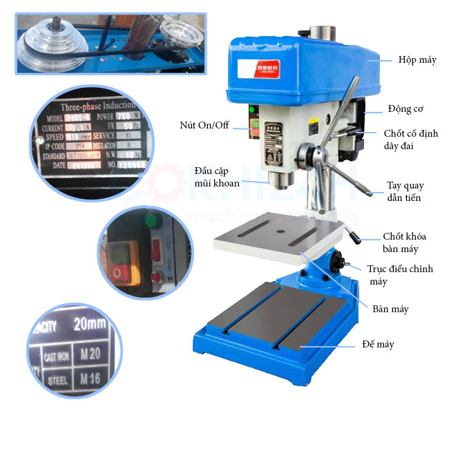 chi tiết máy khoan bàn WDDM ZS4120D