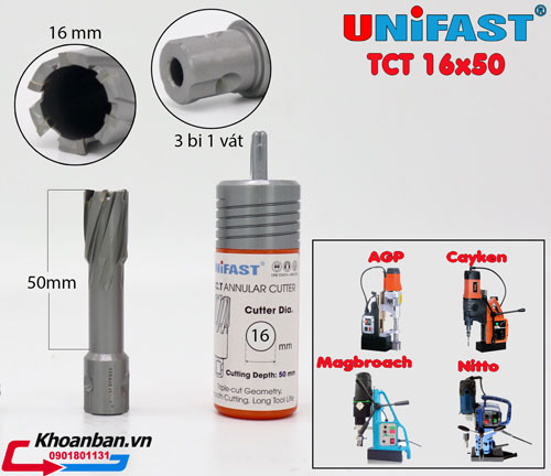 mũi khoan từ hợp kim Unifast TCT 16x50